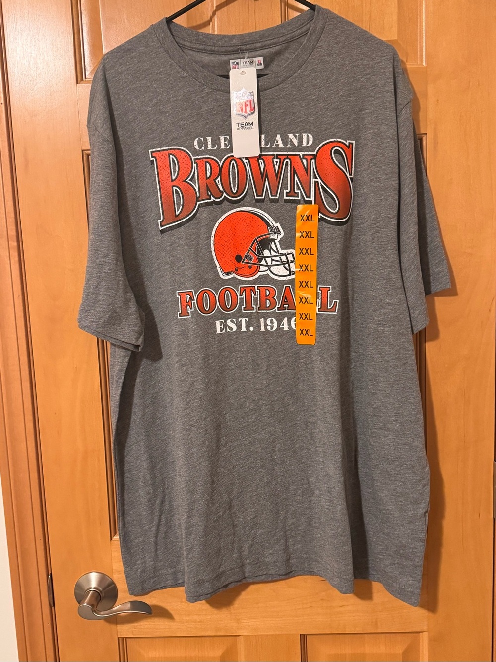 NFL Cleveland Browns Gray and Orange Short Sleeve Tee - Team Graphic